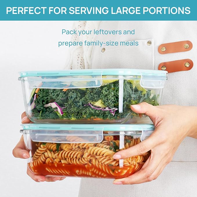 Vtopmart Large Glass Storage Containers, 1860ml/63oz | Meal Prep Food Container - Image 3