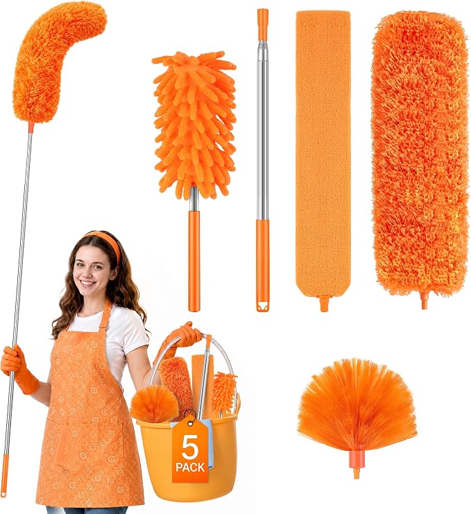 Cobweb Duster with Extension Pole, Pole5-Piece Spider Web Brush with Pole Kit by Unknown