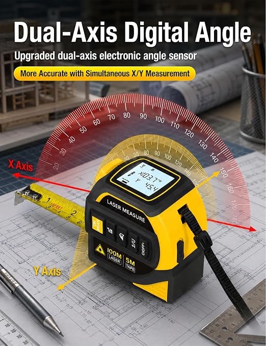 4-in-1 Laser Tape Measure, 328FT Laser Distance Meter - Image 7