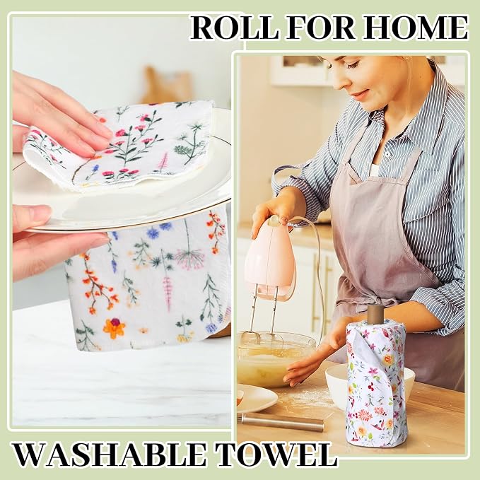 Reusable Kitchen Cloths Cotton Towel, 60 Pack, Wildflowers - Image 6