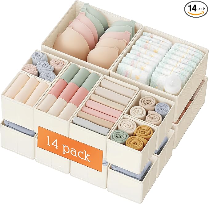 Drawer Organizer Clothes, 14 Pack Dresser Organizer by Criusia