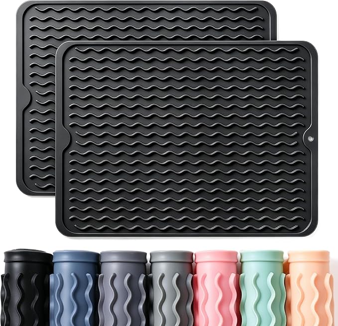 2 Pack Caketime Silicone Dish Drying Mat by CAKETIME