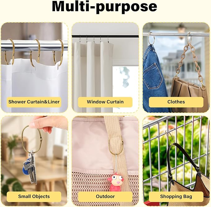 30Pcs Shower Curtain Hooks, Metal Oval Shower Curtain Hooks Roman Rings - Image 5
