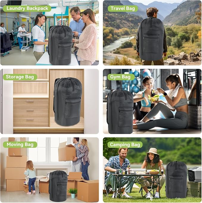 OTraki Large Laundry Backpack 100L Heavy Duty Travel Laundry Bags Hamper Bag - Image 8