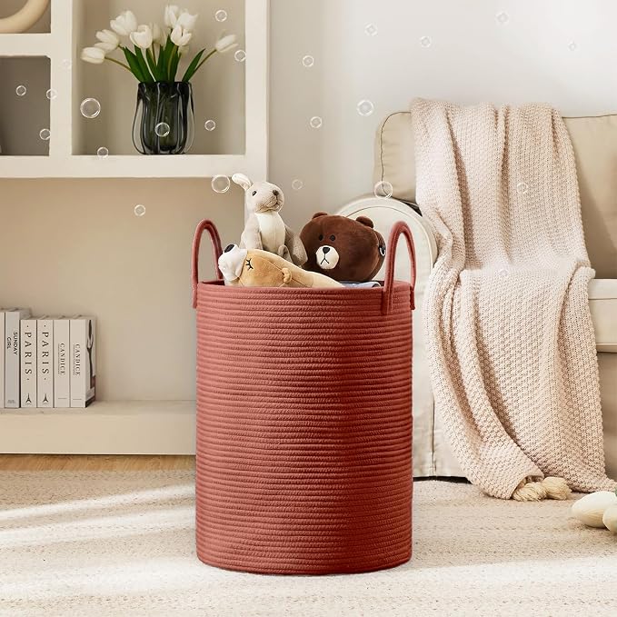YOUDENOVA Cotton Rope Laundry Hamper Basket, 58L Blanket Basket - Image 2