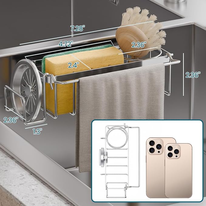 TAILI 4-in-1 Sponge Holder for Kitchen Sink - Image 2