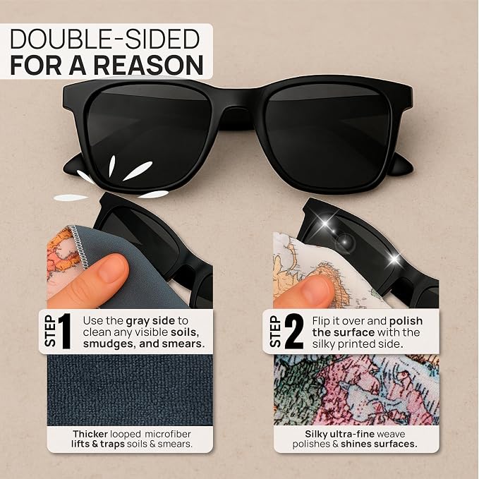 Microfiber Wholesale Quick Cloth Glasses Cleaning Cloths 8x8 World Map | 1-Pack - Image 3