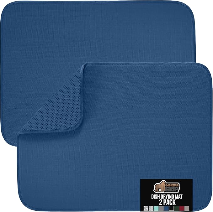 GORILLA GRIP Ultra Water Absorbent Microfiber Dish Drying Mat, 2 PK, Slip by Unknown