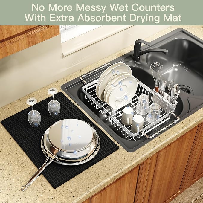 White Dish Drying Rack Over The Sink - Image 6