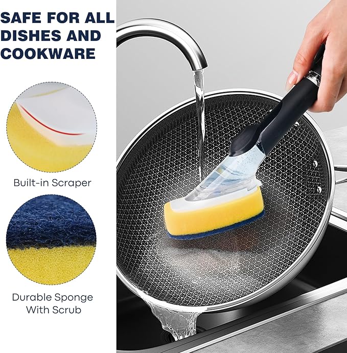 Sponge Brush Refills for OXO Soap Dispensing Dish Brush, 4 Pack | Scrub - Image 3