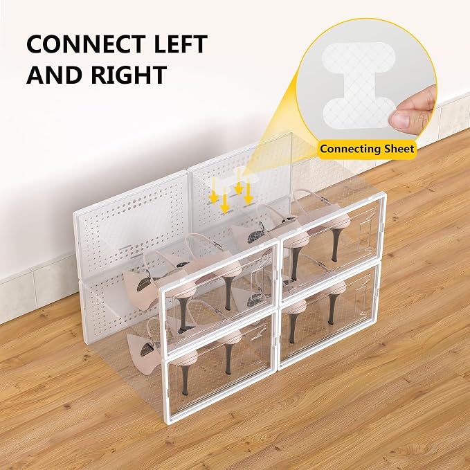 12 Pack Large Stackable Clear Plastic Shoe Storage Boxes Organizer - Image 5