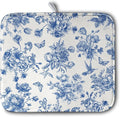 Dish Drying Mat for Kitchen Counter Blue and White Floral Drying Mats by Kwlegh