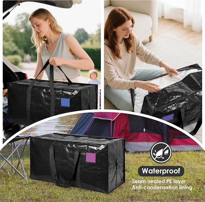 12 Pack Moving Bags with Full-Open Side Zipper, Extra Large 93L Heavy Duty - Image 8