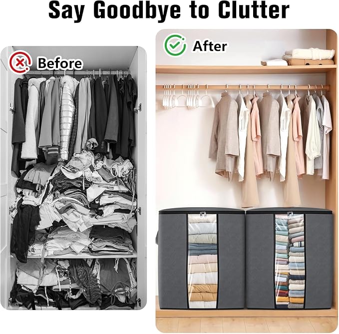 6 Pack Clothes Storage Bags 80L Blanket Storage Containers - Image 4