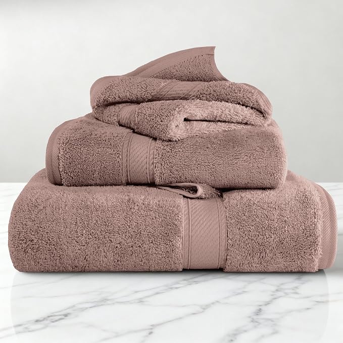 Superior Egyptian Cotton Ultra Plush & Absorbent, 3 Piece Set, Muted Mauve | - Image 2