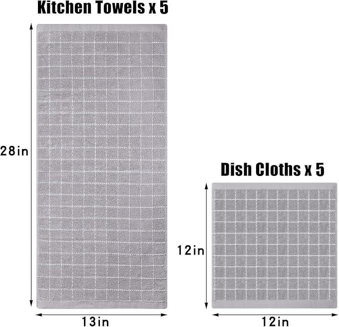 Homaxy Kitchen Towels and Dishcloths Set, Light Grey - Image 4