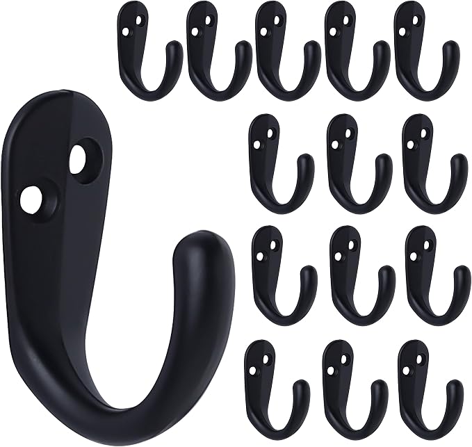 IBosins 15PCS Coat Hooks Wall Mounted Black Single Prong Robe Hook | Hanging by IBosins