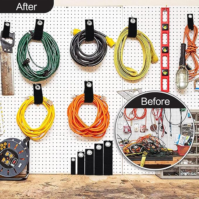 Zkptops 10Pcs Extension Cord Holder Organizer Heavy Duty Storage Straps Hook - Image 5