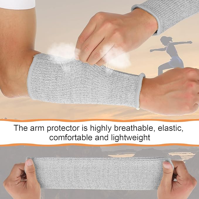 Neer 4 Pair Protective Arm Sleeves for Thin Skin Anti-Cut Burn Resistant Cover Forearm Sleeve for Cooking Construction(Gray, Blue, 7.9 Inch)