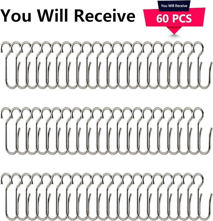 120Pcs Metal Curtain Track Hooks S Shaped Small Drape Curtain Wire Hooks - Image 3