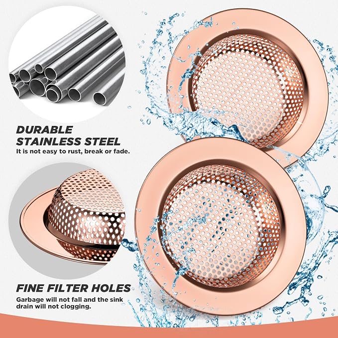 Retisee 2 Pcs Kitchen Sink Drain Strainer 4.4 Inch, Rose Gold - Image 5