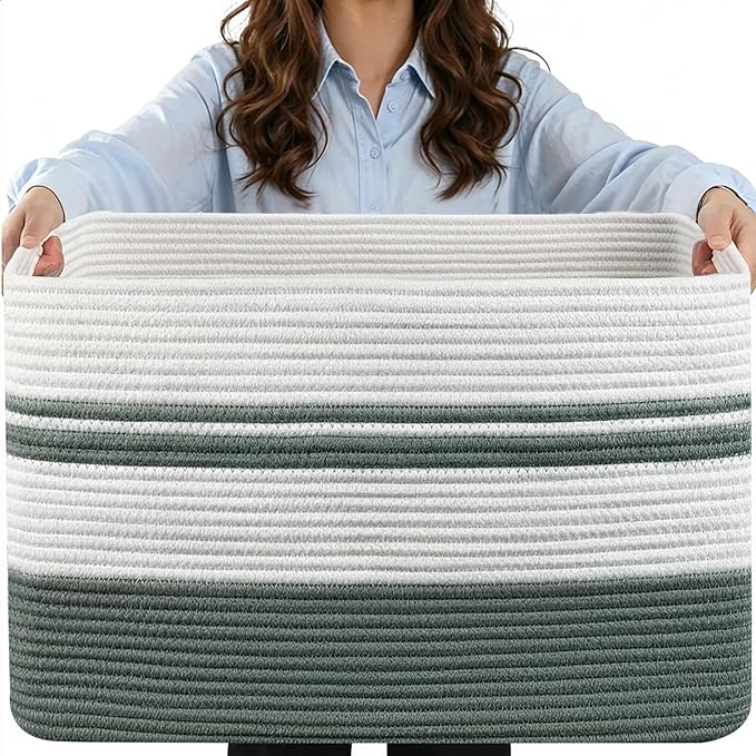 75L Large Blanket Basket, Laundry Hamper by Hobasket