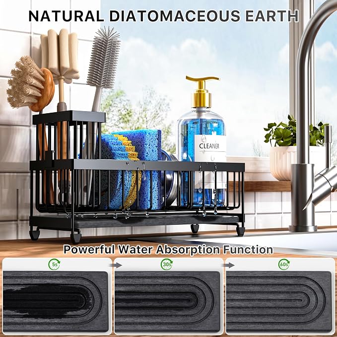 Cisily Sponge Holder for Kitchen Sink, Sink Caddy Organizer - Image 4