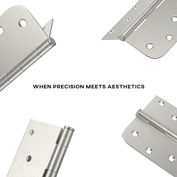 12 Pack goldenwarm Door Hinges Satin Nickel 4inch Interior Door Hinges with Square & Round Corners, Brushed Nickel Flat Butt Hinges Door Hardware