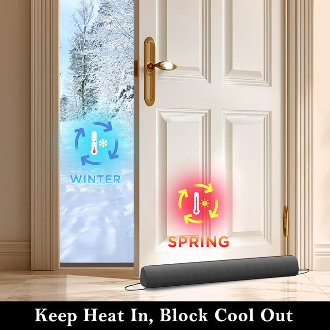 Sunolga Door Draft Stopper, Removable Washable Cover, Blocks Hot and Cold Air - Image 7