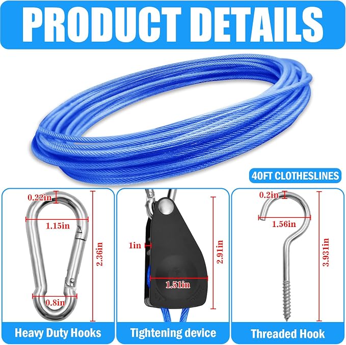 Clothes Line Outdoors 40ft Retractable - Image 3