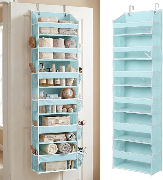 HOMELUX THEORY Over the Door Organizer, 100D Fabric, Baby Blue 1pc by HomeluxTheory