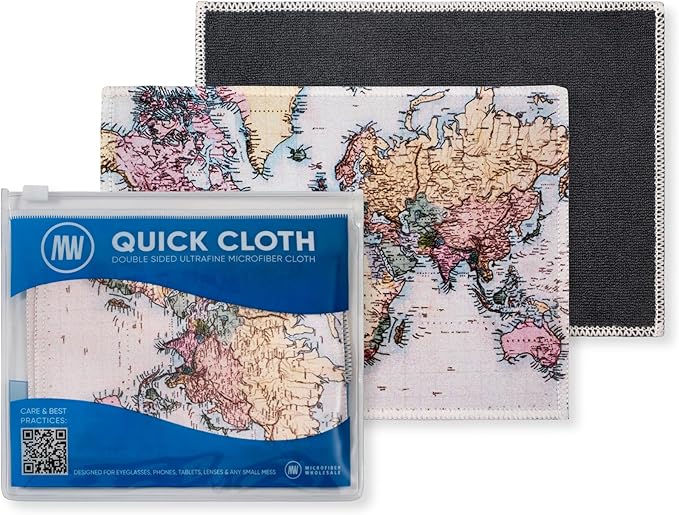 Microfiber Wholesale Quick Cloth Glasses Cleaning Cloths 5x7 World Map | 2-Pack by MicrofiberWholesale