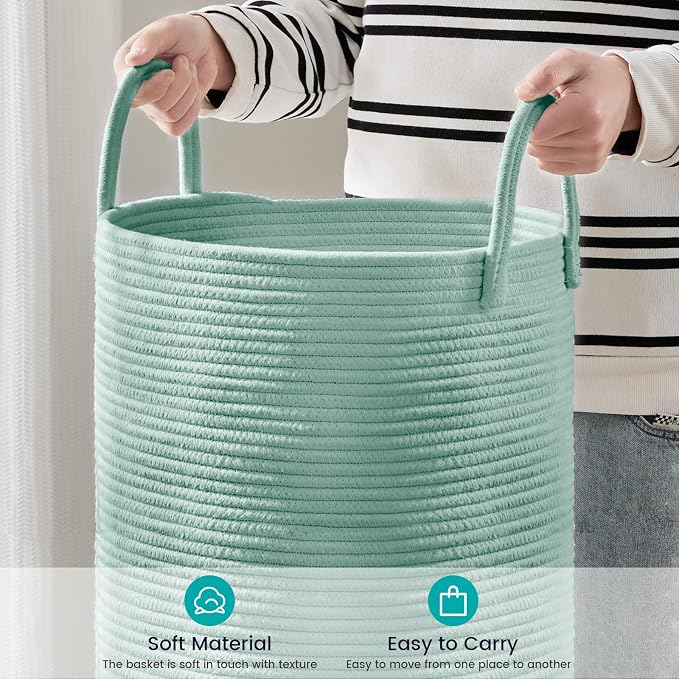YOUDENOVA Cotton Rope Laundry Hamper Basket, 58L Blanket Basket - Image 4