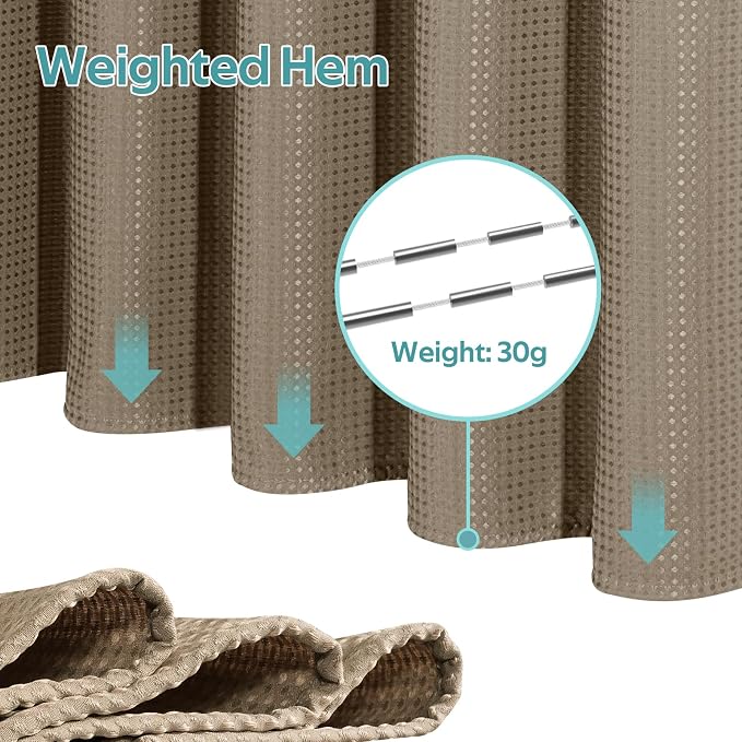 Vipfree 3 in 1 Shower Curtain Set, Waffle Shower Curtain and Liner Set - Image 5