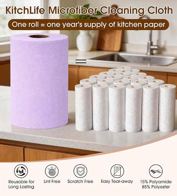KitchLife Microfiber Cleaning Cloth Roll, 100 Pack - Image 3
