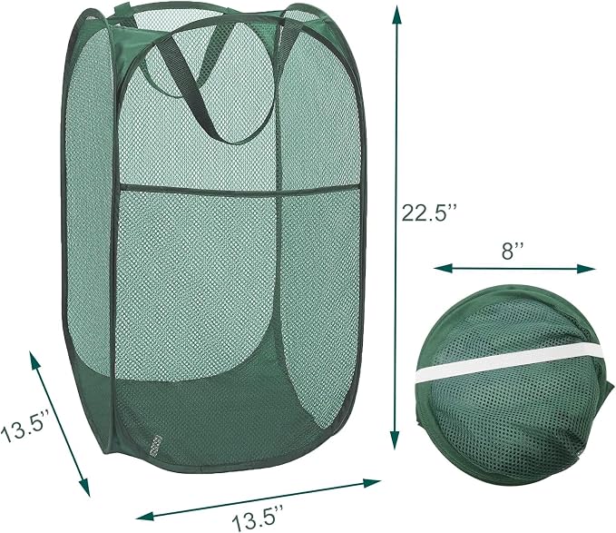 Green Pop Up Laundry Basket, Collapsible Laundry Hamper Space Saving | Foldable - Image 8