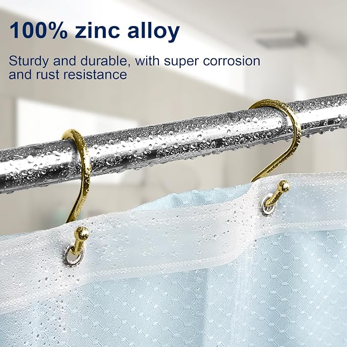 Metal Shower Curtain Hooks, Rust Proof Shower Curtain Hooks Rings, Durable S - Image 2