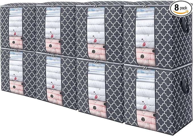 Storage Bags 8 Pack 100L Clothes Organization and Storage Containers | Large by WiseLife
