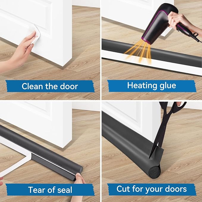 MAXTID Under Door Draft Stoppers 36 Inch Grey Door Draft Blocker Draft Stoppers - Image 5