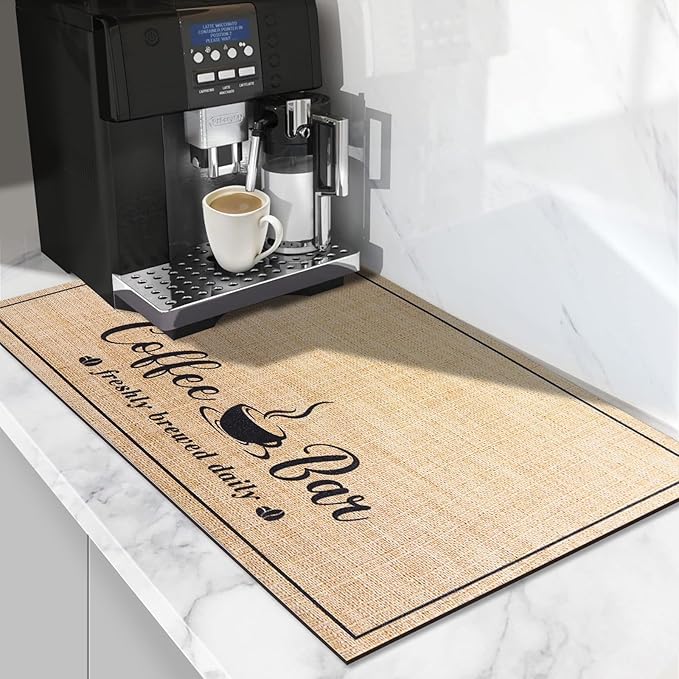 CooRug Fashion Coffee Mat, Dish Drying Mat 12" x 20" Beige | Hide Stain by CooRug