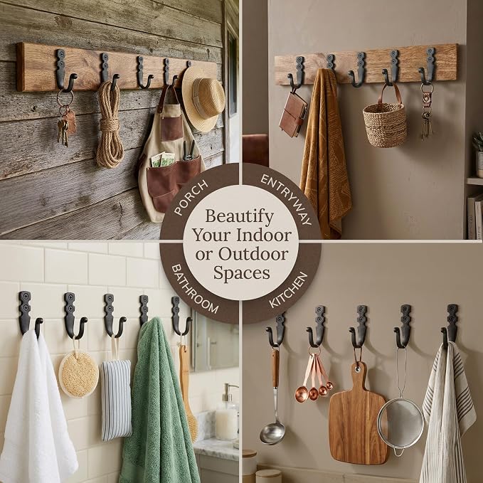 Cast Iron Wall Hooks Handmade Blacksmith - Image 5