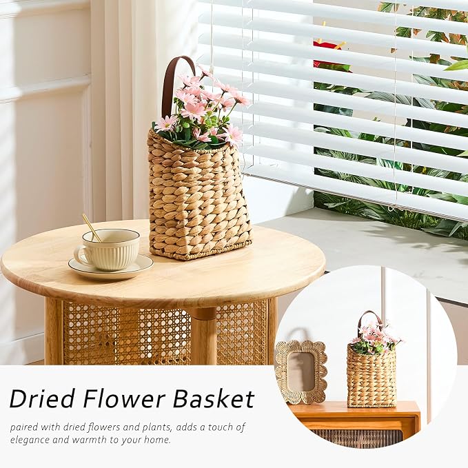 Wall Hanging Pocket Basket Portable Water Hyacinth Storage Basket Decorative - Image 5