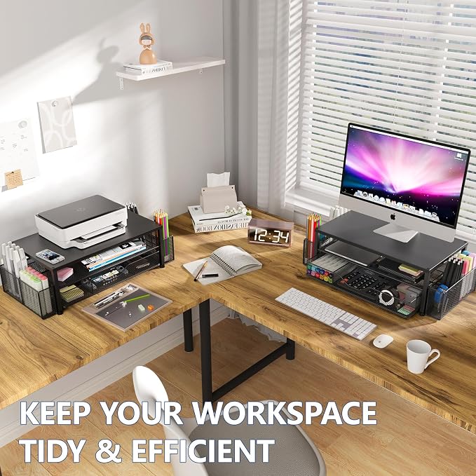 Desk Organizer and Accessories, 2-Tier Computer Monitor Stand Riser - Image 8