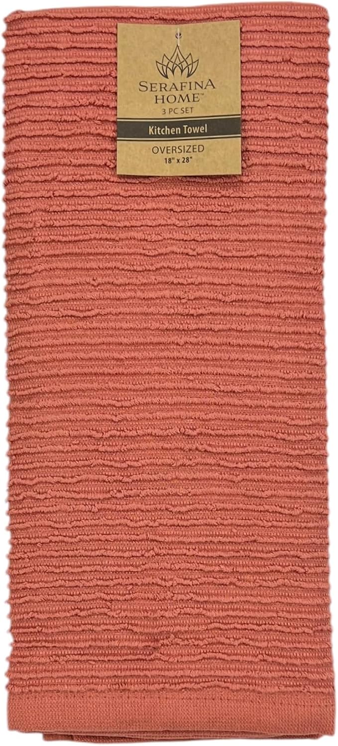 Peach Coral Salmon Kitchen Dish Towels, 100% Cotton - Image 9