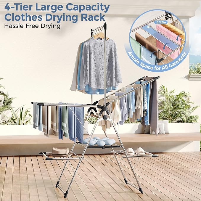 Large Capacity Clothes Drying Rack, Foldable Laundry Drying Rack | Heavy Duty - Image 2
