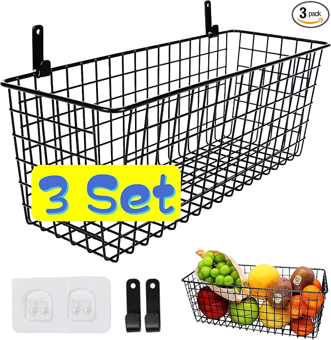 Joben Oligey 3 Set Hanging Wall Baskets, Wire Basket by JobenOligey