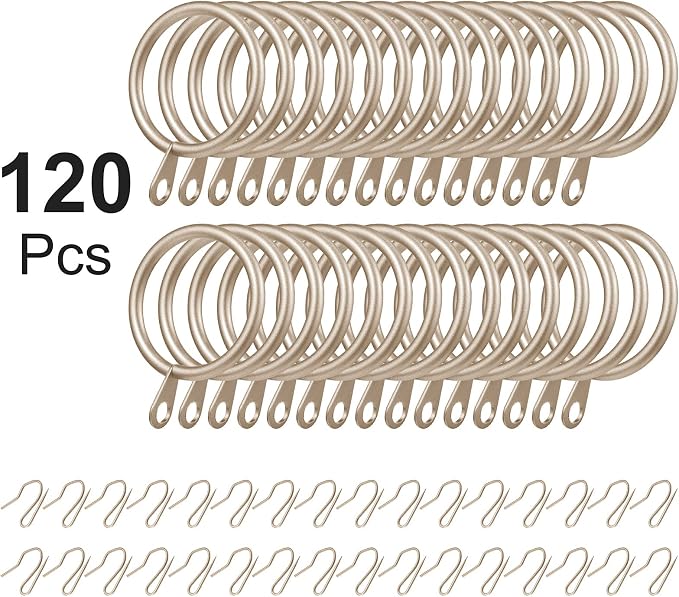 Hotop 60 Pcs 1.26 Inch Curtain Ring and 60 Pcs Pin Hook, Champagne Gold | Metal - Image 3
