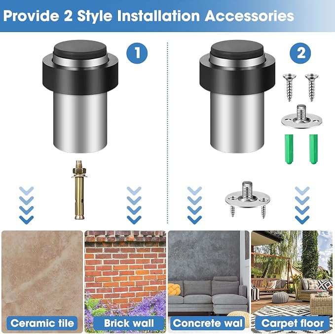 Chumia 30 Pcs Floor Mounted Door Stopper Stainless Steel, Wall Protector - Image 6