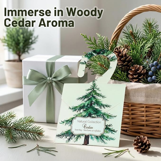 24 Pack Cedar Sachets for Drawers and Closets, Natural Closet Freshener - Image 2