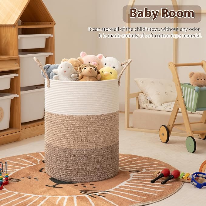 OIAHOMY 60L Nursery Hamper Laundry Basket Laundry Hamper Gradient Brown - Image 8